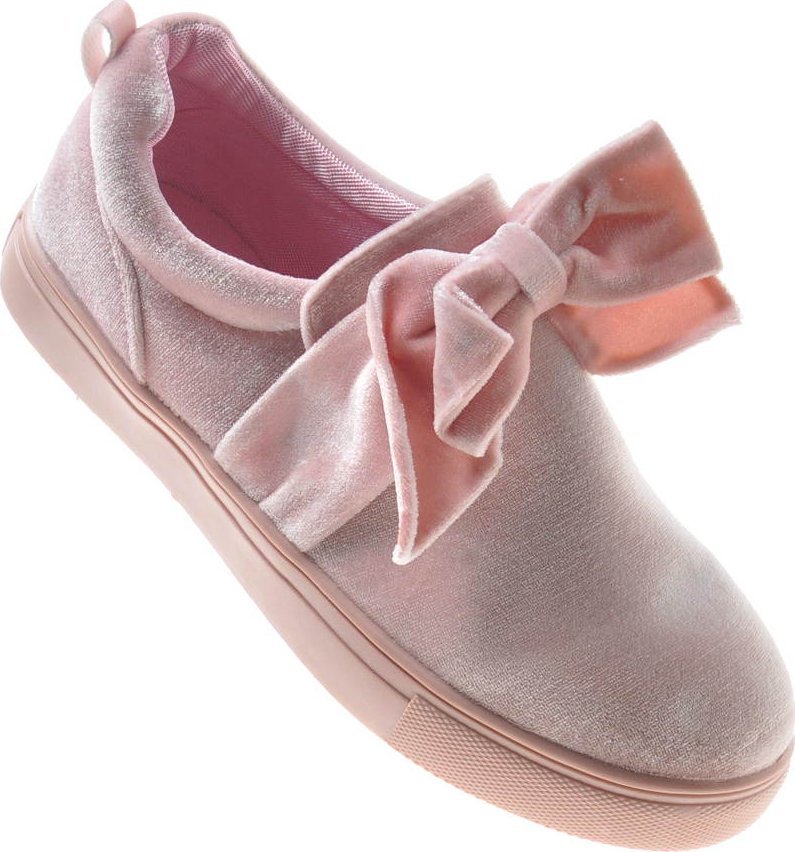 Pantofelek24 Zamszowe trampki z kokardką Różowe /E10-3 8071 S110/ 32