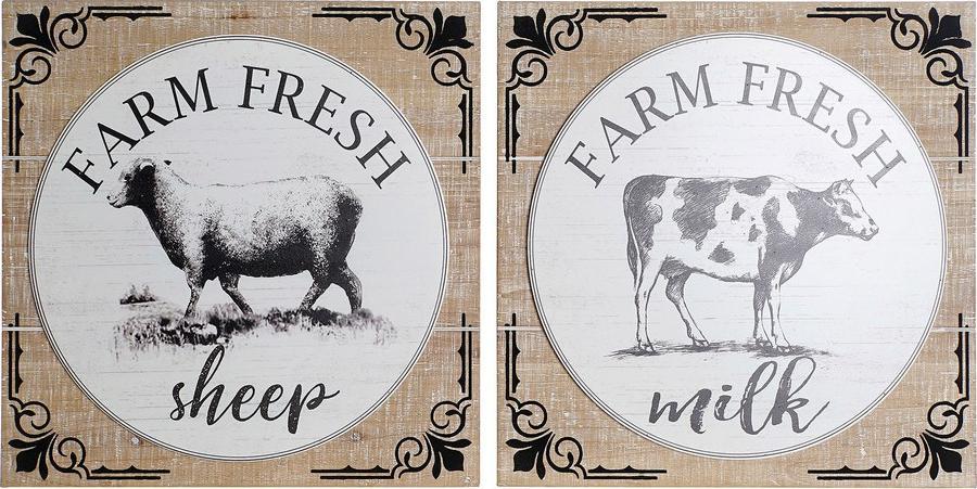 DKD Home Decor Figurka Dekoracyjna DKD Home Decor Cottage Metal Drewno MDF (2 pcs) (40 x 3.5 x 40 cm)