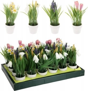 Koopman Sztuczne kwiaty ozdobne w białej doniczce 23 cm