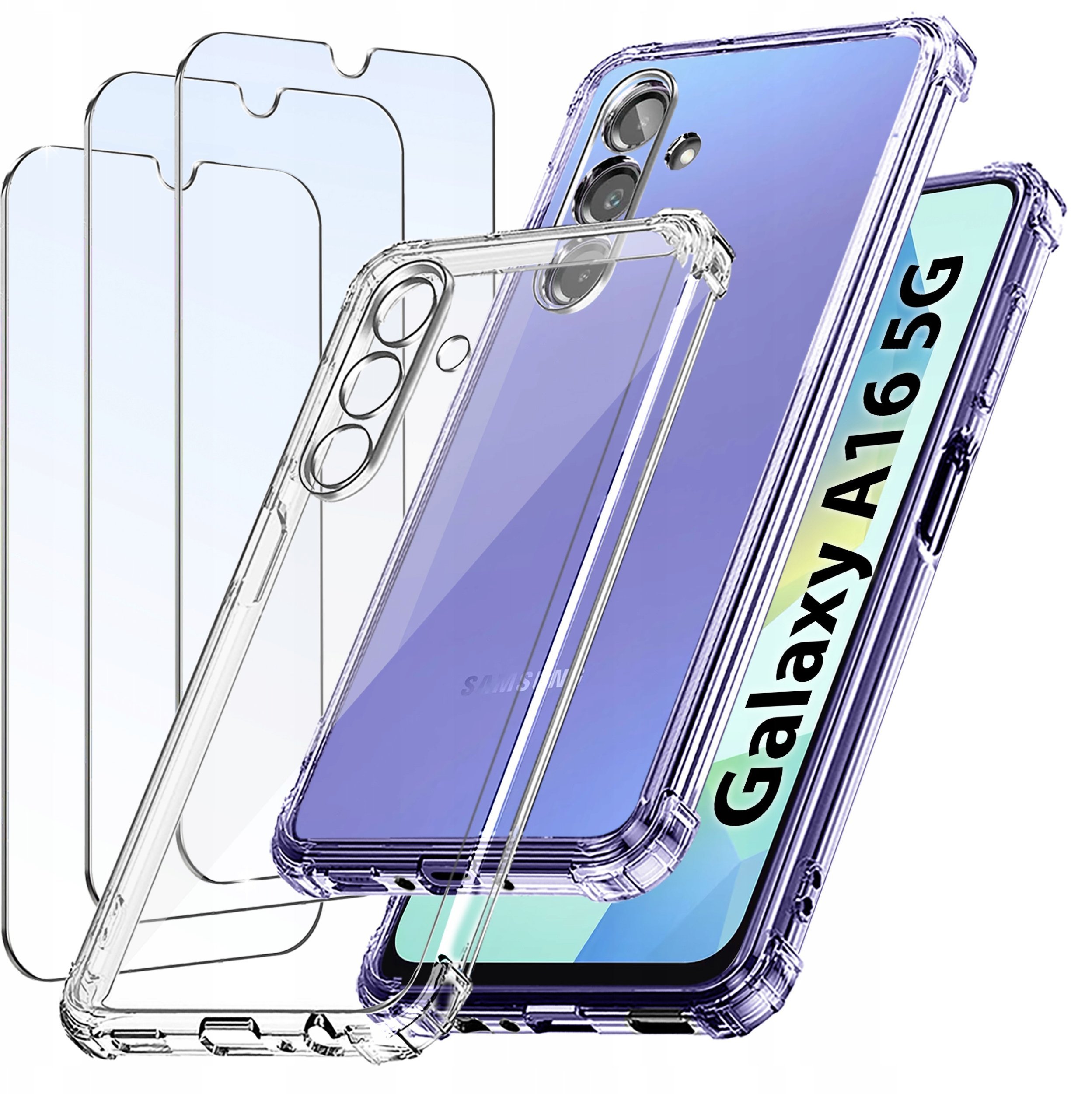 ZESTAW Etui do Samsung A16 5G ANTI-SHOCK CLEAR WZMACNIANE + 3 SZTUKI SZKŁO