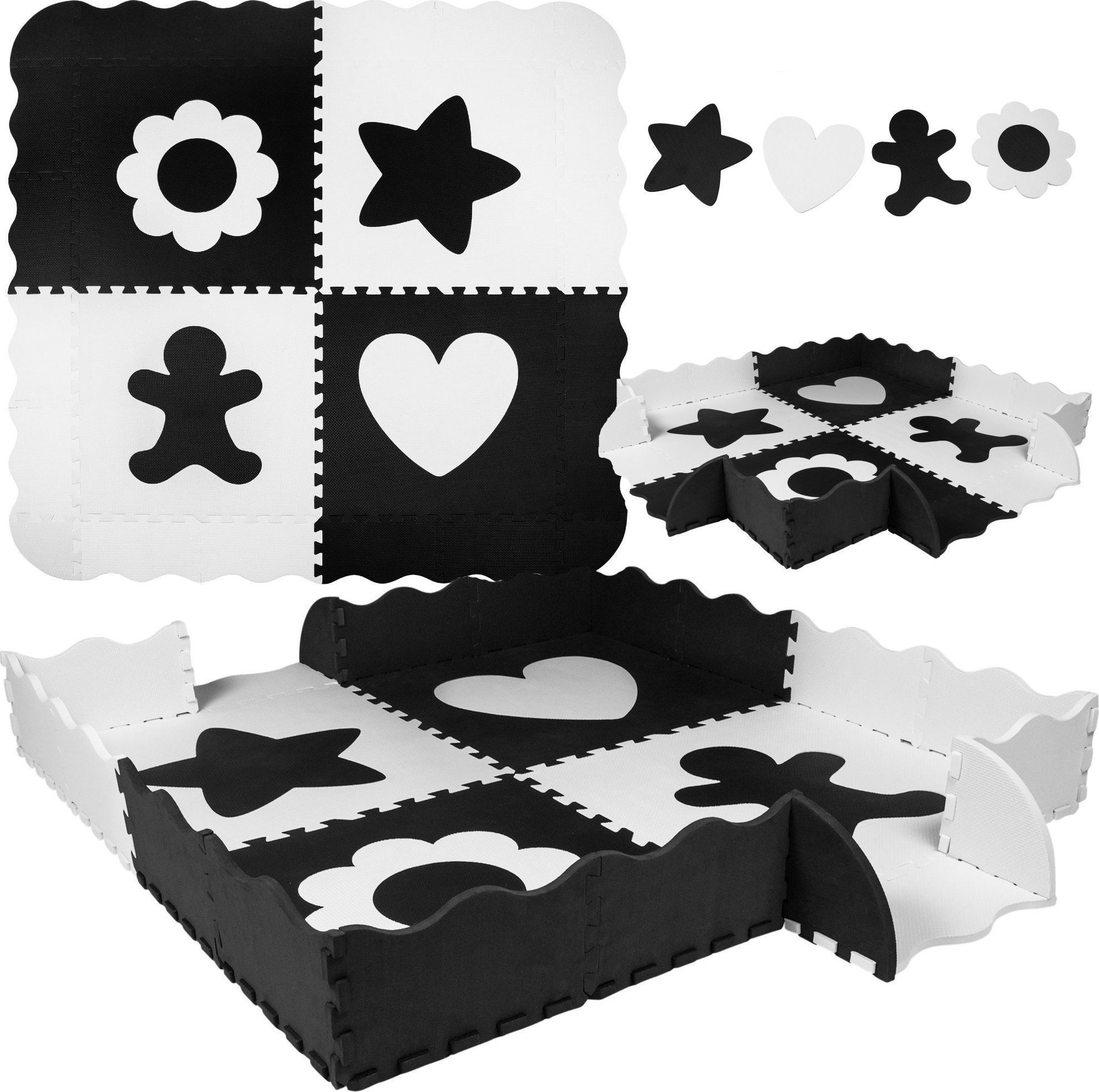 Humbi Humbi mata piankowa edukacyjna kontrastowa puzzle piankowe 2w1 kojec 120 x 120 cm