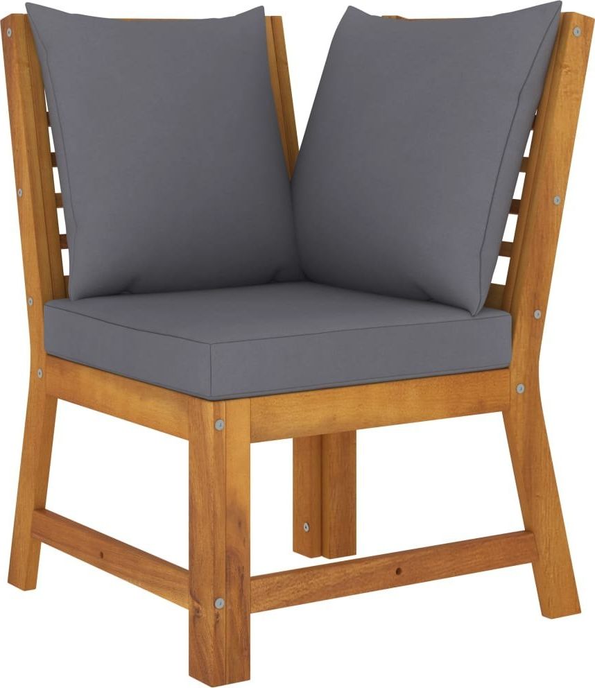 vidaXL Moduł sofy narożnej z ciemnoszarą poduszką, drewno akacjowe (311841)