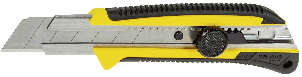 Tajima Sustiprintas gumuotas peilis laužomomis 25mm geležtėmis, fiksuojamas ratuku Tajima GRI*L