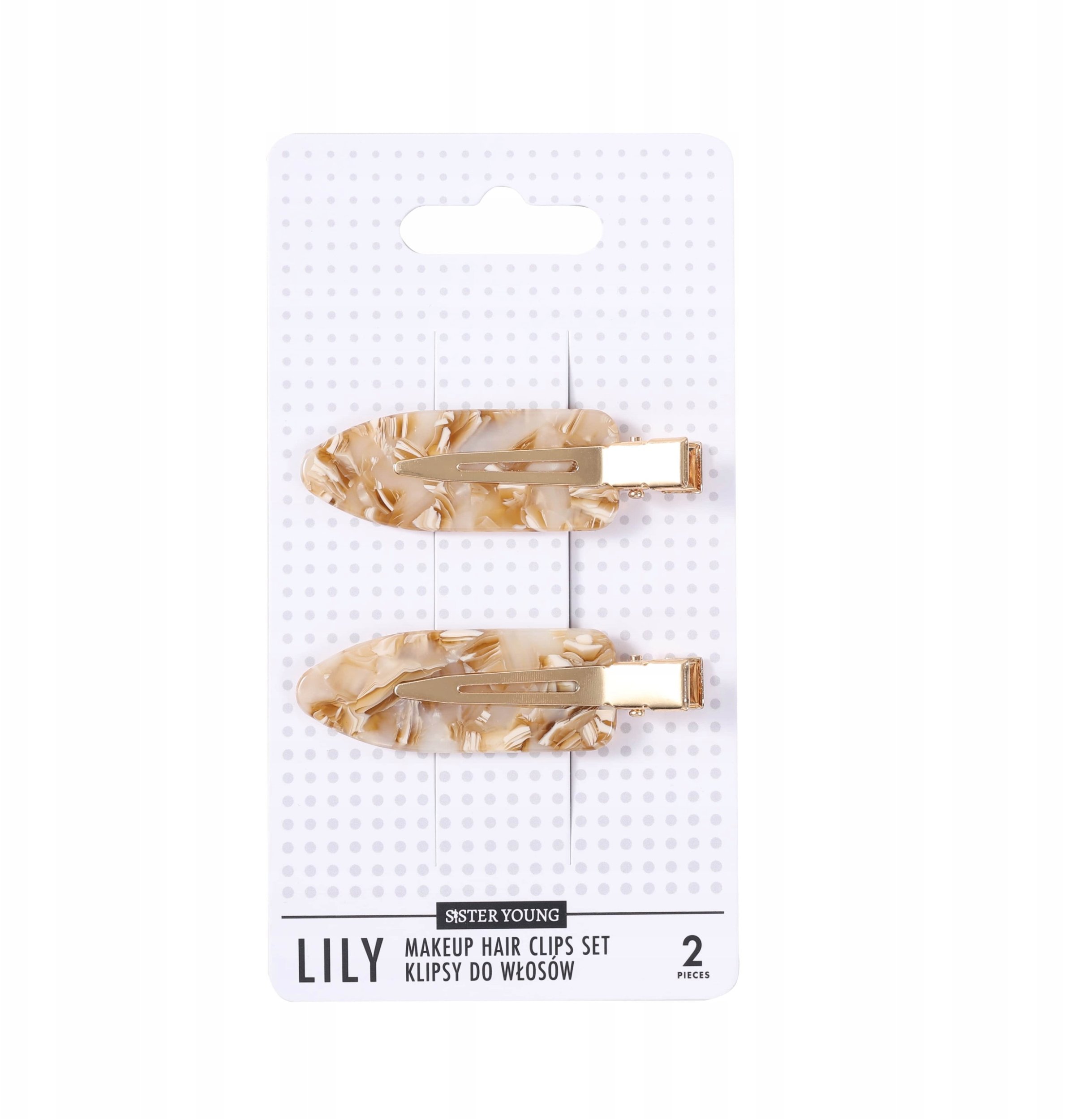 Sister Young LILY Klipsy do Włosów do Makijażu Milk Apricot, zestaw 2 Sztuki