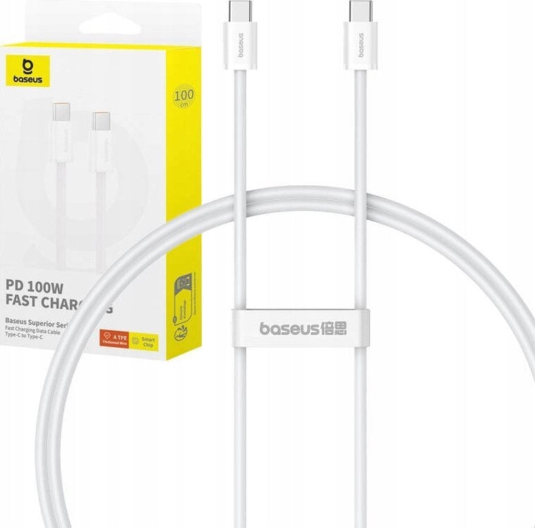 Kabel USB Baseus USB-C - USB-C 1 m Biały (BSU4906)