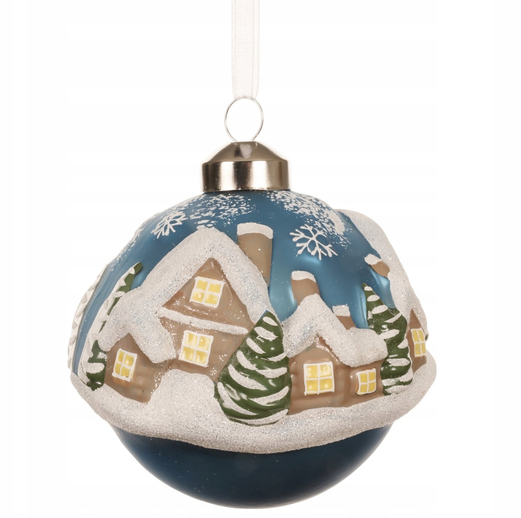 Bombka choinkowa szklana okrągła dekorowana świąteczna 8cm 1szt