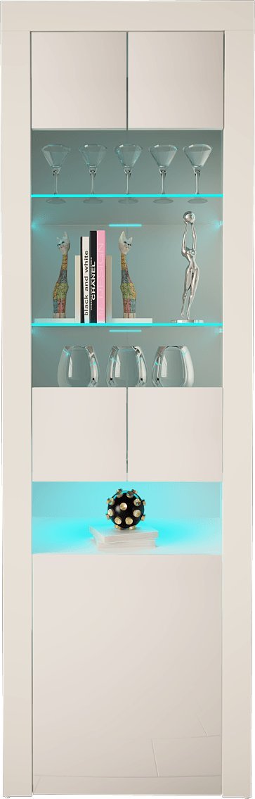 MEGSTYL WITRYNA 190CM Z SZKLANYMI DRZWICZKAMI - GRAND 1 biały mat - biały połysk