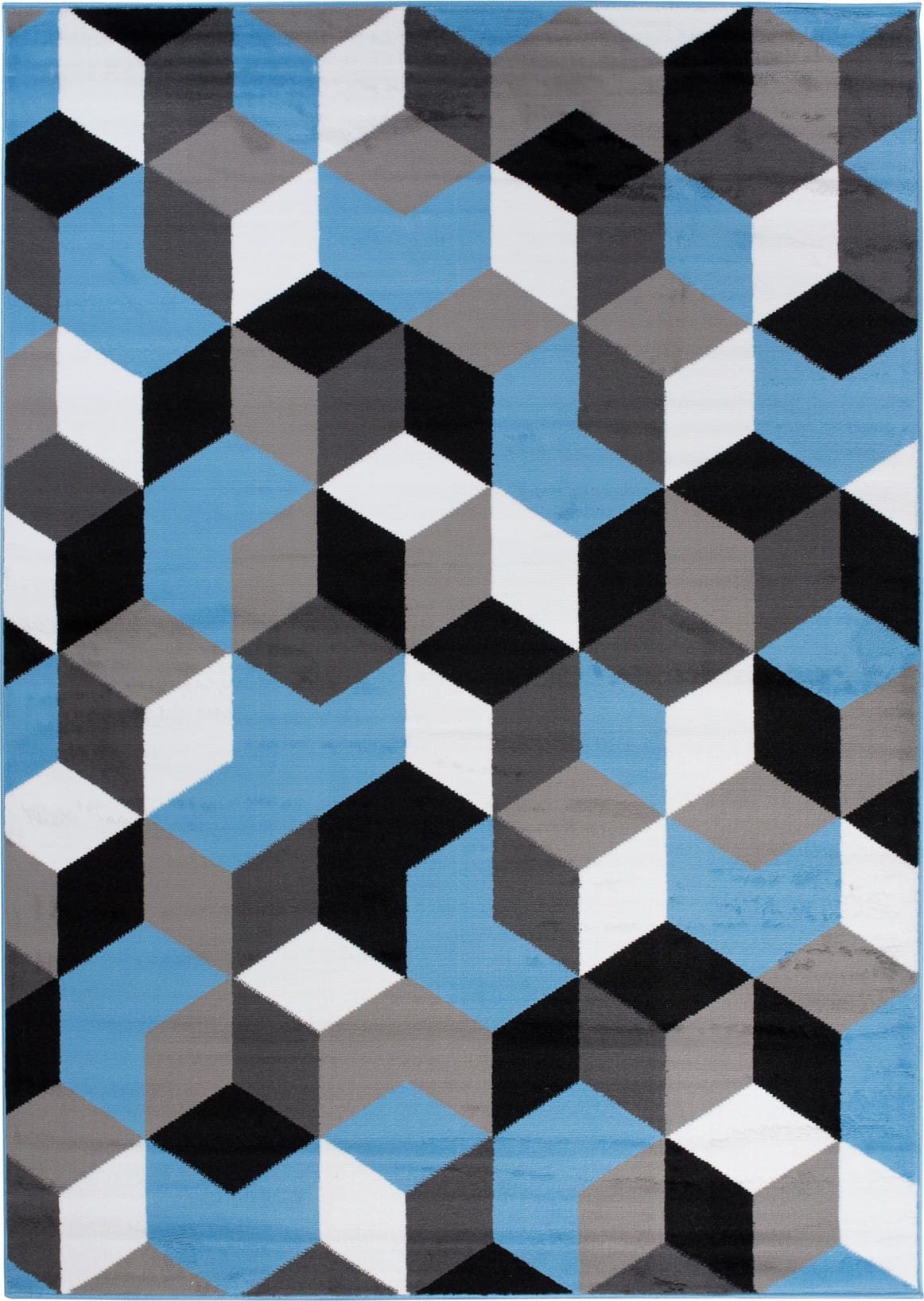 Carpetpol Dywan skandynawski szary niebieski czarny geometryczny Q545A BLUE MAYA PP EYM (2.00*3.00)