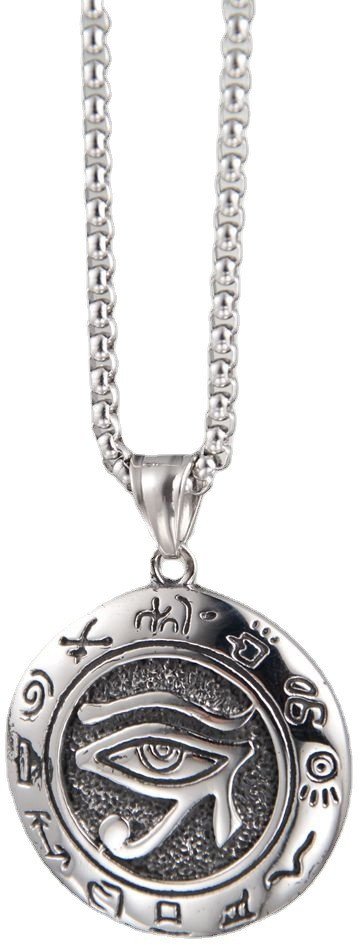 NASZYJNIK Srebrny Łańcuch Stal EGIPSKI OKO RA 375