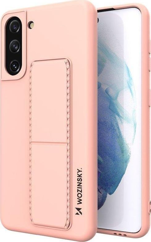 Wozinsky Kickstand Case elastyczne silikonowe etui z podstawką Samsung Galaxy S21+ 5G (S21 Plus 5G) różowy