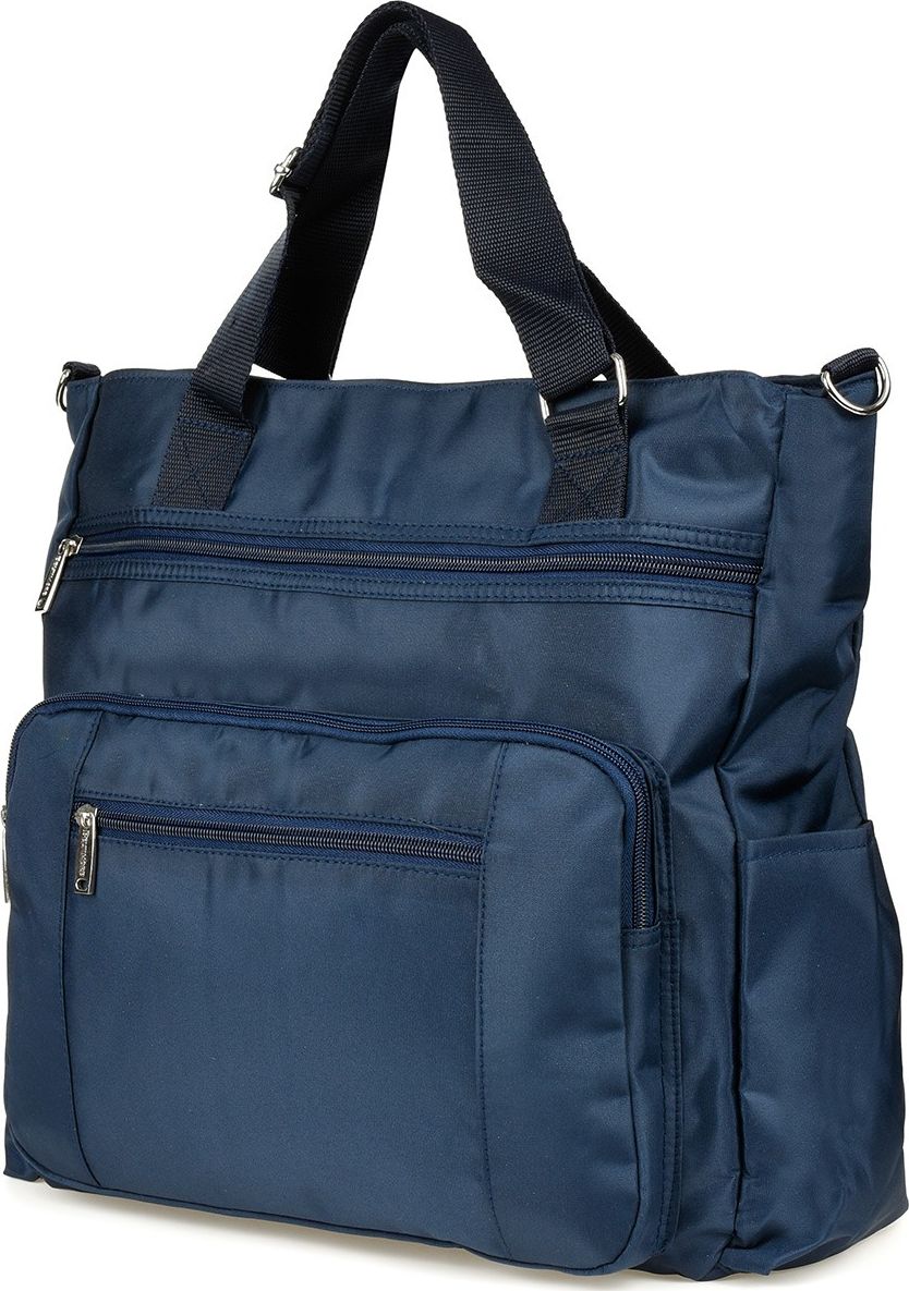 Beltimore Granatowa Damska Torebka Beltimore Lekka Duża A4 J30