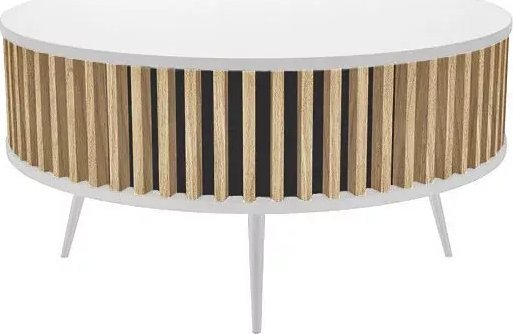 Elior Biały skandynawski stolik kawowy z lamelami - Kardan