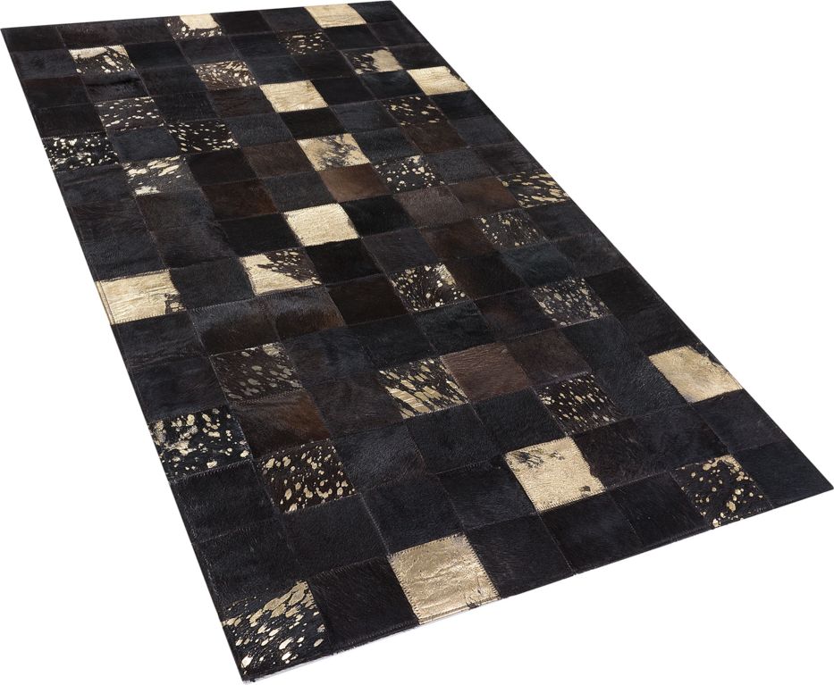 Beliani Dywan patchwork skórzany 80 x 150 cm brązowy BANDIRMA