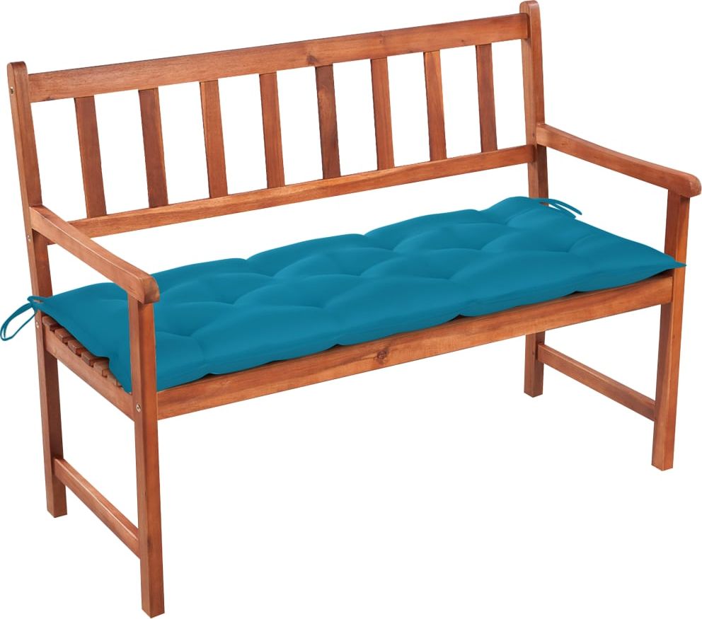 vidaXL Ławka ogrodowa z poduszką, 120 cm, lite drewno akacjowe