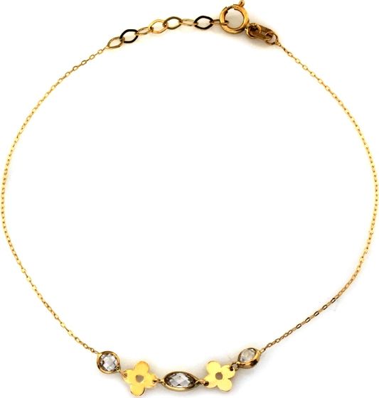 Lovrin Złota bransoletka 585 kwiatuszka z cyrkoniami