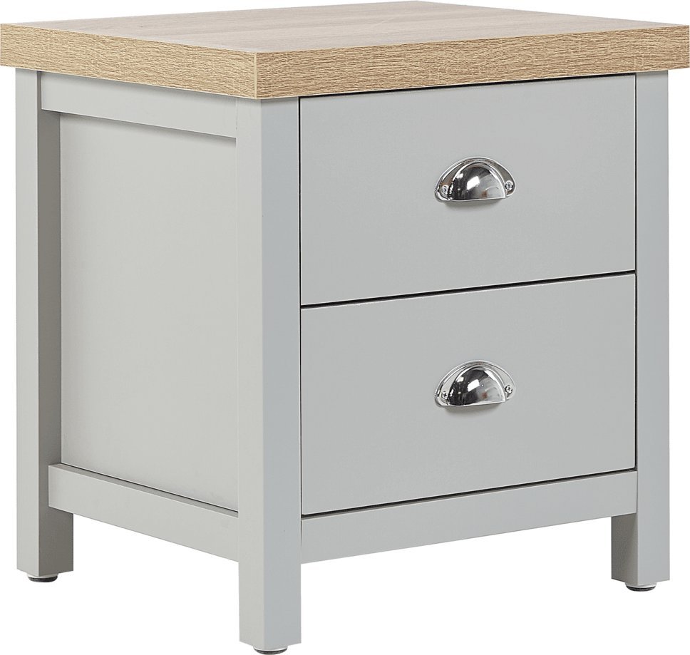 Beliani Szafka nocna 2 szuflady szara CLIO