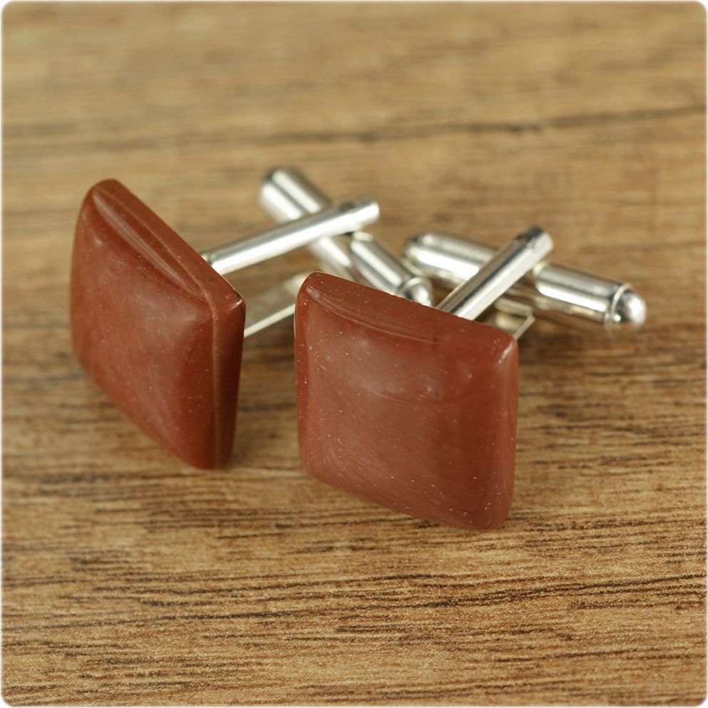 Manufakturaspinek Srebrne spinki do mankietów Mokait (S082)