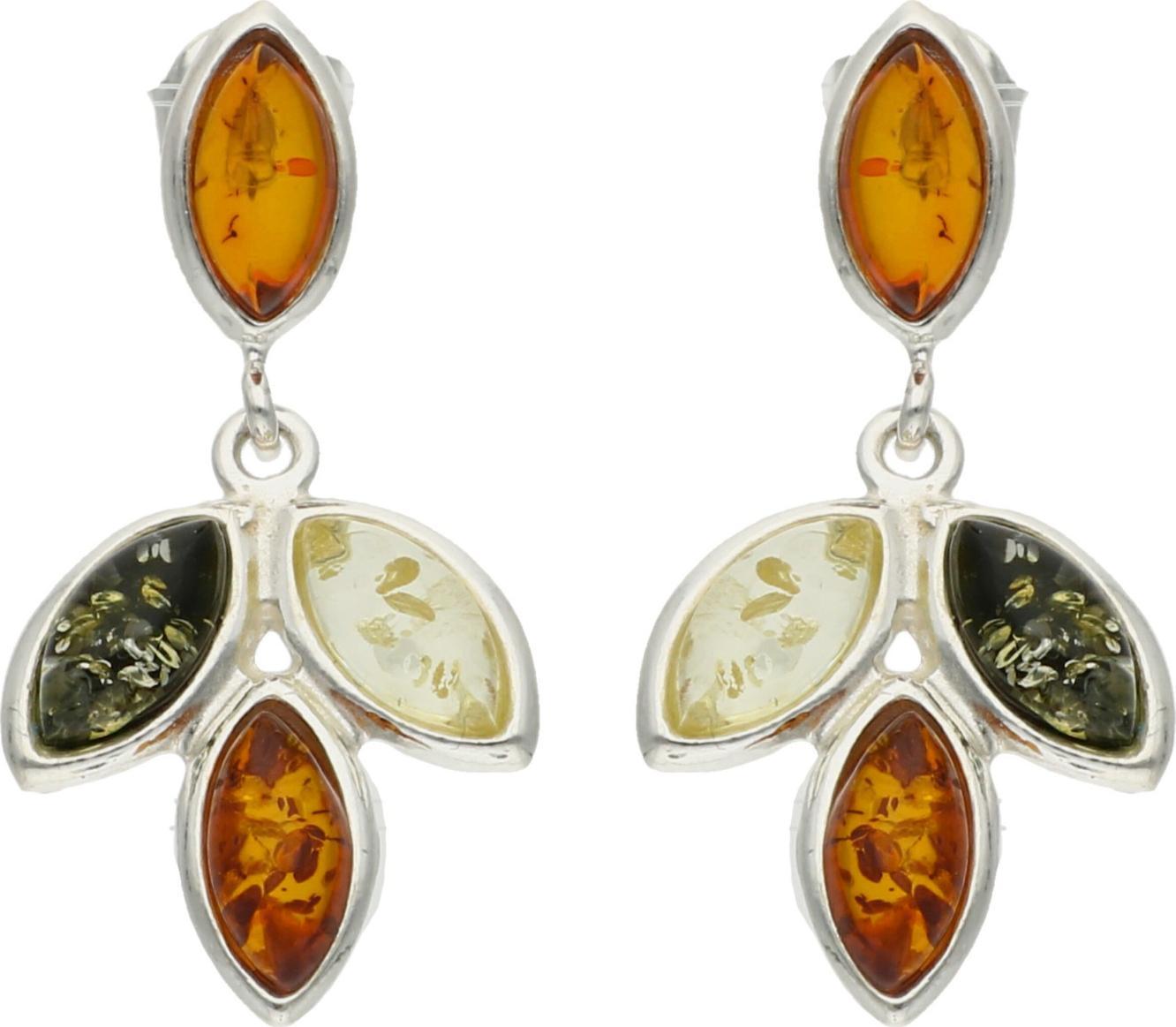 Rosanto Ciekawe srebrne kolczyki z bursztynami 925