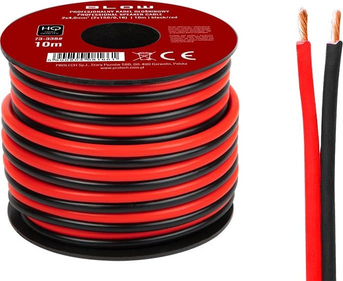 Kabel Blow 73-338# Przew.głośn.2x4,00mm czarno-czerwony 10m