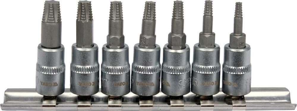 Yato YATO KLUCZE SPIRALNE DO OBROBIONYCH ŚRUB 1/4" kpl. 7el.