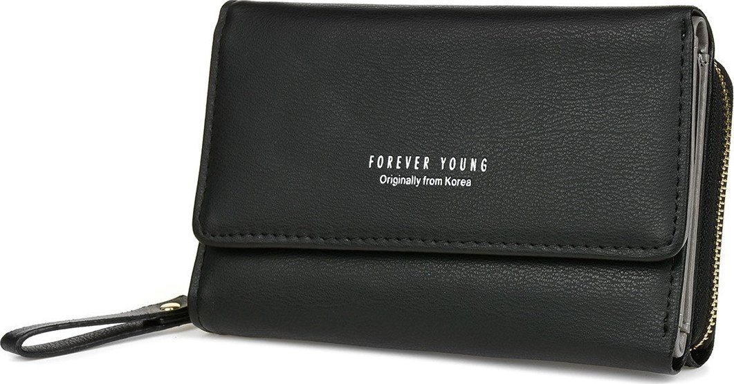 Krateczka Czarny portfel damski eko forever young modny duży E31