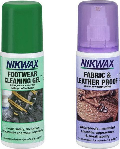 Zestaw środków Nikwax do impregnacji i czyszczenia obuwia z tkanin i skóry 2x125ml NI-86