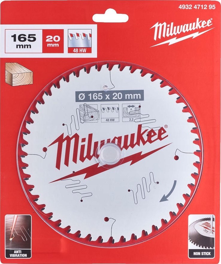 Milwaukee MILWAUKEE CIRCULAR SAW 165x20x2.2x48z WOOD - CLEAN CUTTING CSB P W