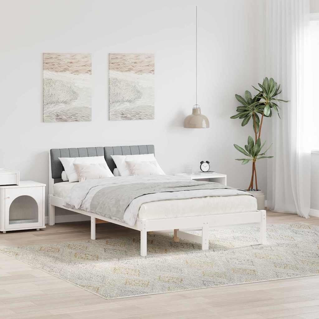 vidaXL Rama łóżka Biały i jasnoszary 120 x 200 cm Lite drewno sosnowe