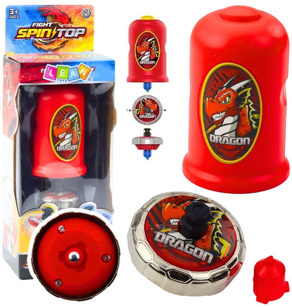 Zestaw Wyrzutnia Z Bączkiem Latający Dysk Smok Czerwony LEAN Toys