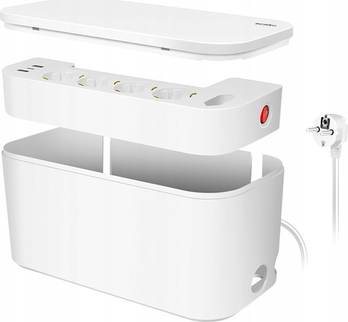 Listwa zasilająca LogiLink LogiLink Kabelbox m. 5-fach-Steckdosenleiste USB/Schuko wei