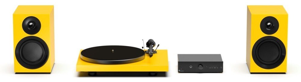 Wieża Pro-Ject Audio Systems Colorful Audio System E - System Hi-Fi typu All-in-one z gramofonem - Satynowy żółty