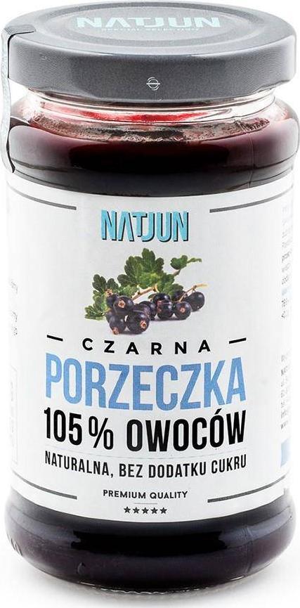 Natjun Konfitura czarna porzeczka bez dodatku cukru 105% owoców Natjun, 220g