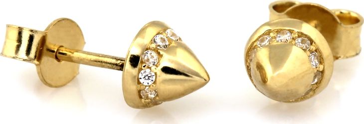 Lovrin Złote kolczyki 585 ćwieki z cyrkoniami sztyft
