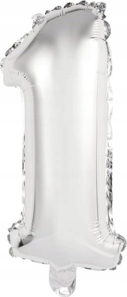 AMSCAN Balon foliowy mini cyfra 1 srebrna 19,5x40cm 9909669
