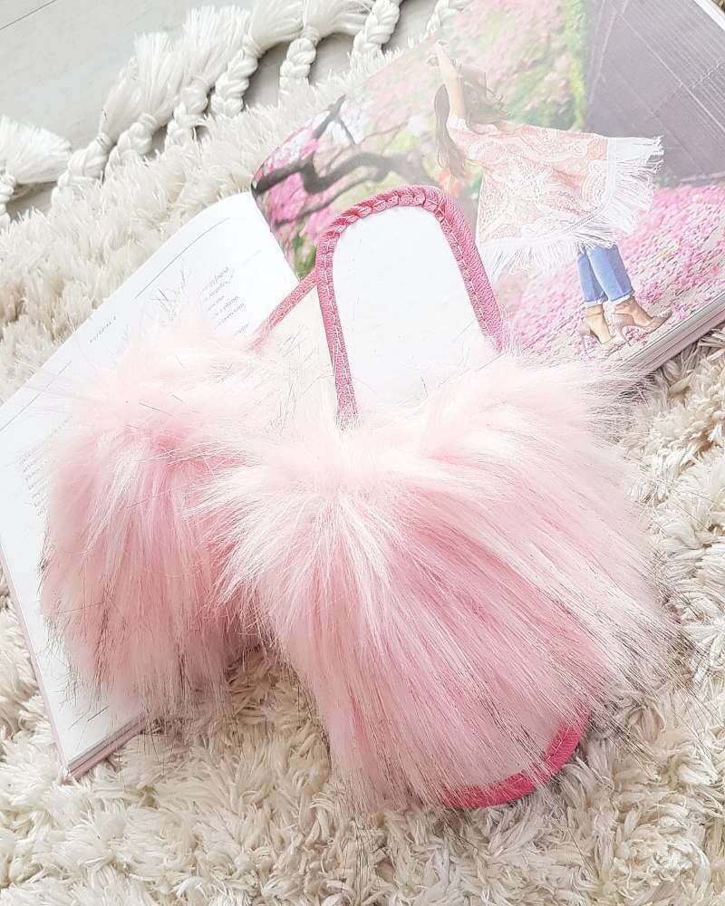 Pantofelek24 Różowe klapki z efektownym futerkiem /F5-1 3823 S196/ 42