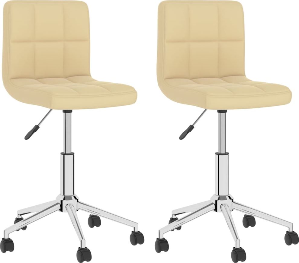 vidaXL Obrotowe krzesła stołowe, 2 szt., kremowe, sztuczna skóra