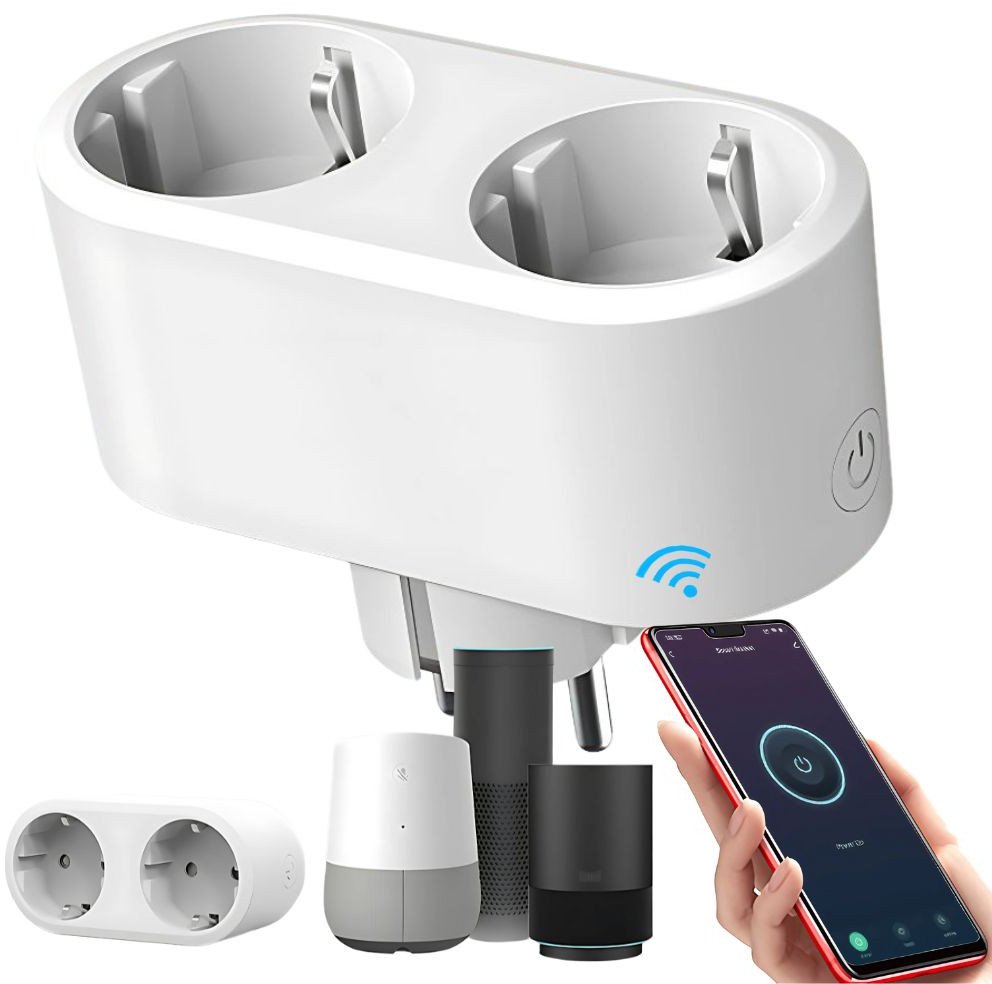 Inteligentne gniazdko podwójne elektryczne wifi smart timer 16a aplikacja