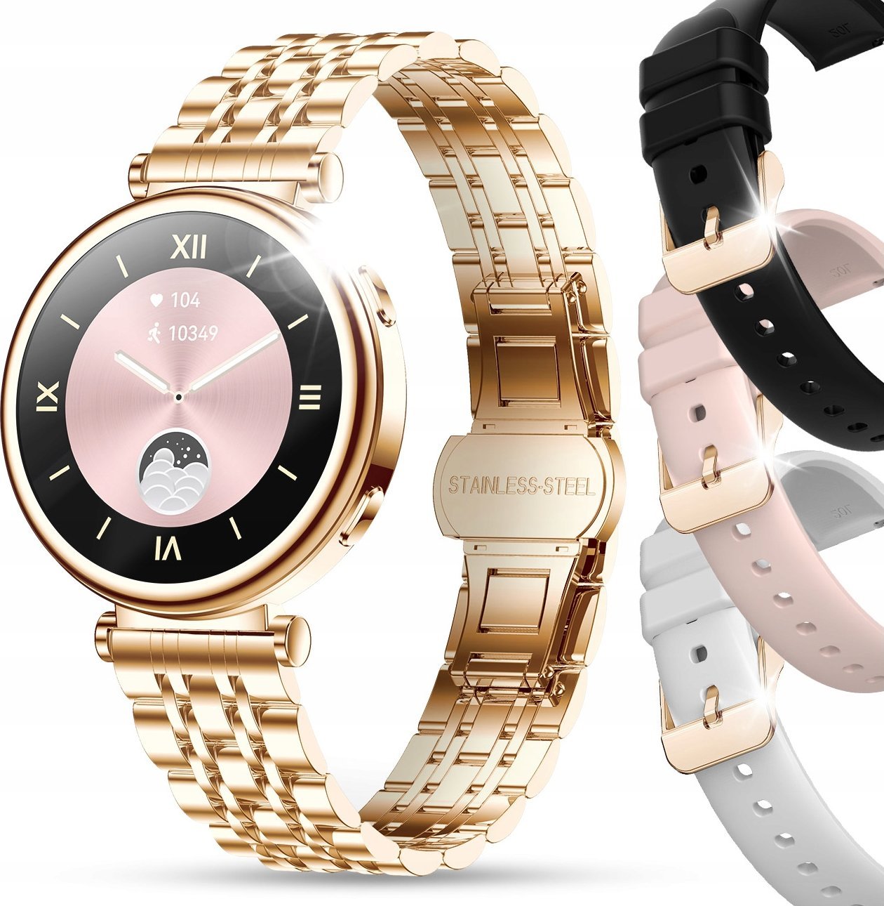 SMARTWATCH DAMSKI ZEGAREK MENU PL ROZMOWY SMART WATCH DLA KOBIETY + 4 PASKI