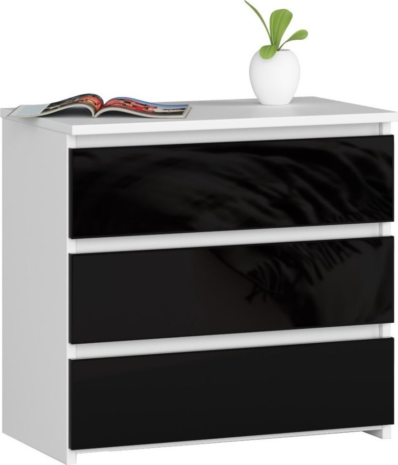 Fabryka Mebli Akord SZAFKA NOCNA CL3 60 cm BIAŁA / CZARNY POŁYSK