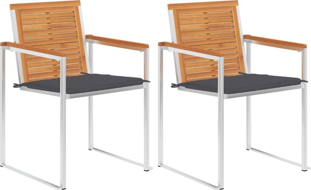 vidaXL Krzesła ogrodowe z poduszkami 2 szt. drewno akacjowe i stal (3061488)