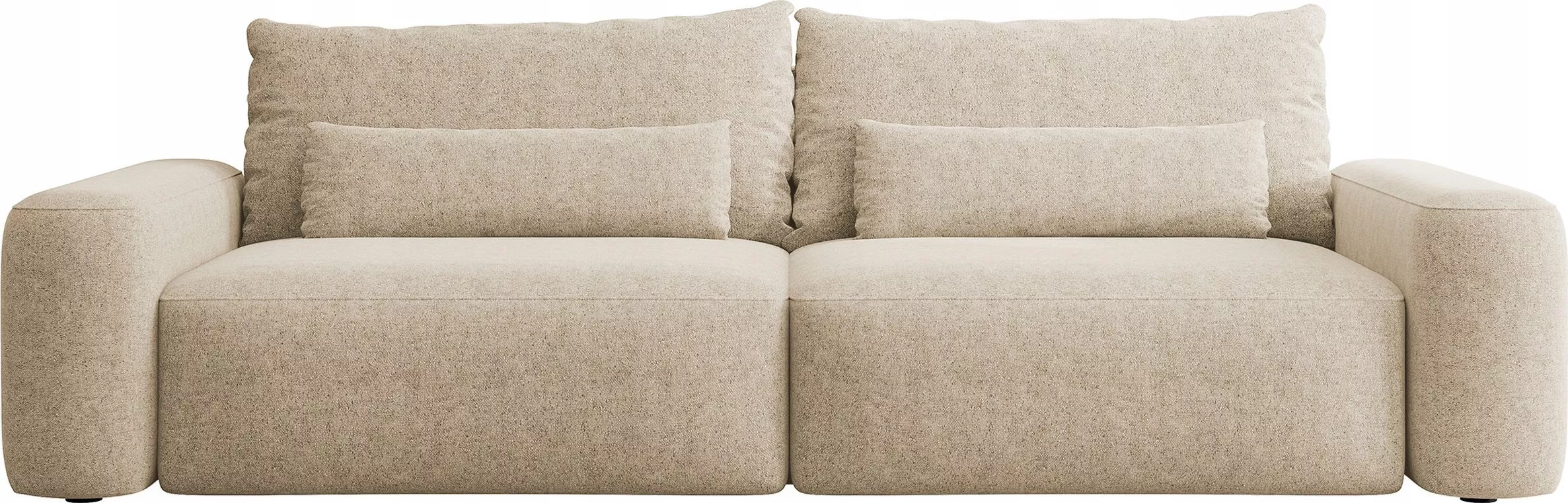 Selsey Kanapa rozkładana trzyosobowa Carnos beżowa szenil nogi czarne