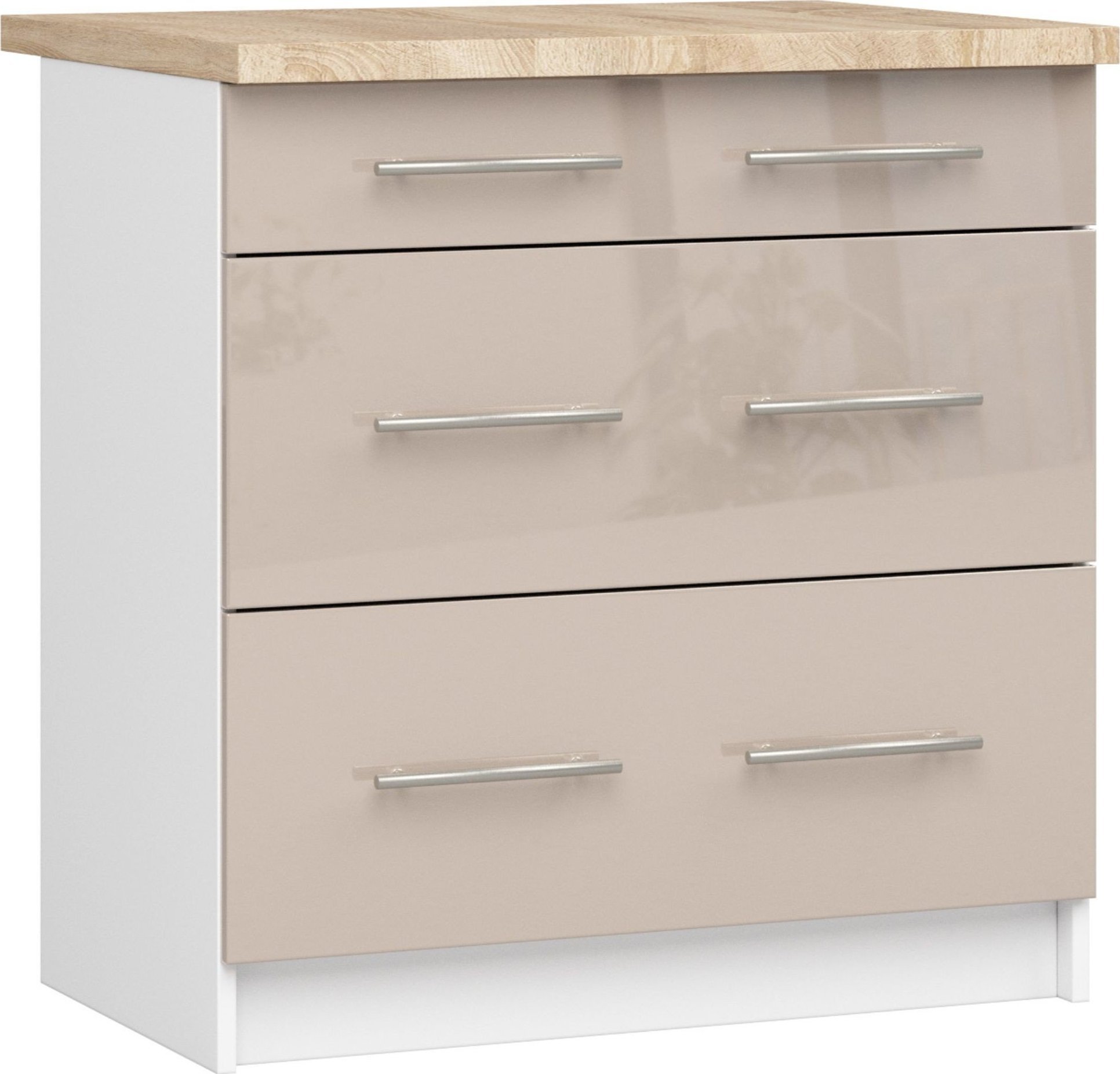 Fabryka Mebli Akord SZAFKA KUCHENNA OLIWIA S 80cm + BLAT BIAŁA / CAPPUCCINO POŁYSK