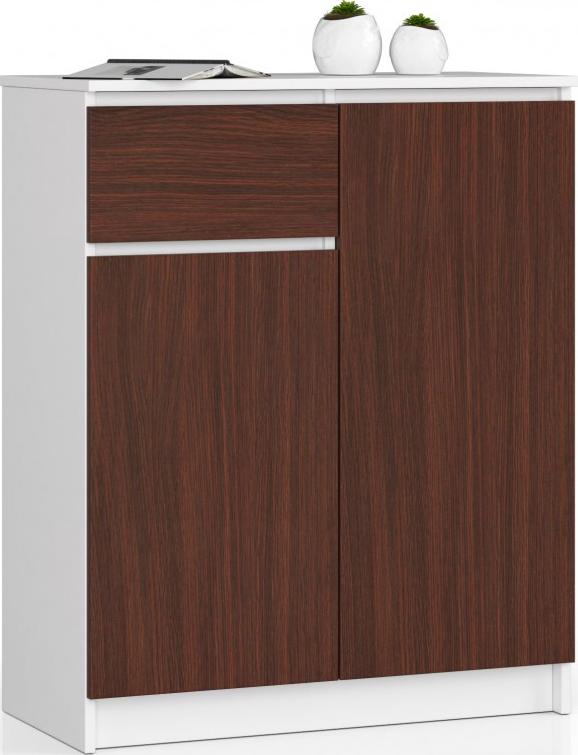 Fabryka Mebli Akord KOMODA K 80 cm 2 DRZWI 1 SZUFLADA BIAŁA / WENGE