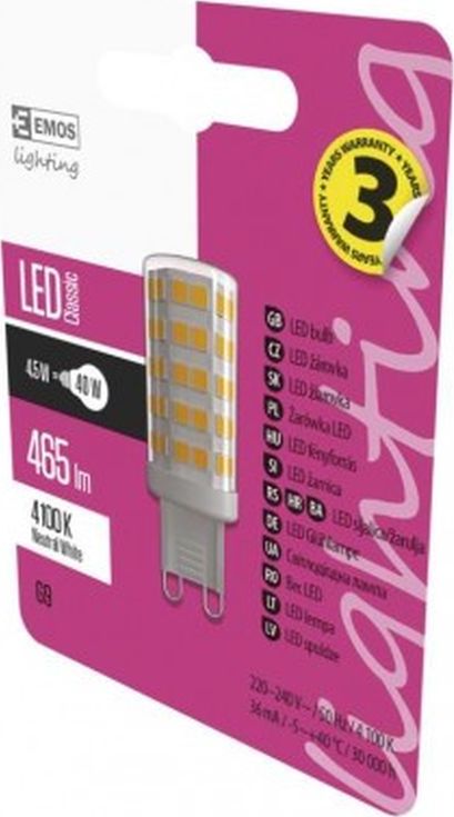 Emos Żarówka LED 4,5W G9 465lm 4100K CLASSIC ZQ9541