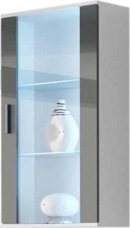 Cama Meble Witryna wisząca SOHO biały/ szary połysk