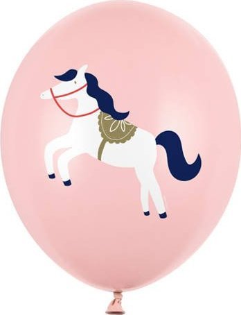 Balony KONIK RÓŻOWY na URODZINY roczek 5szt 36cm