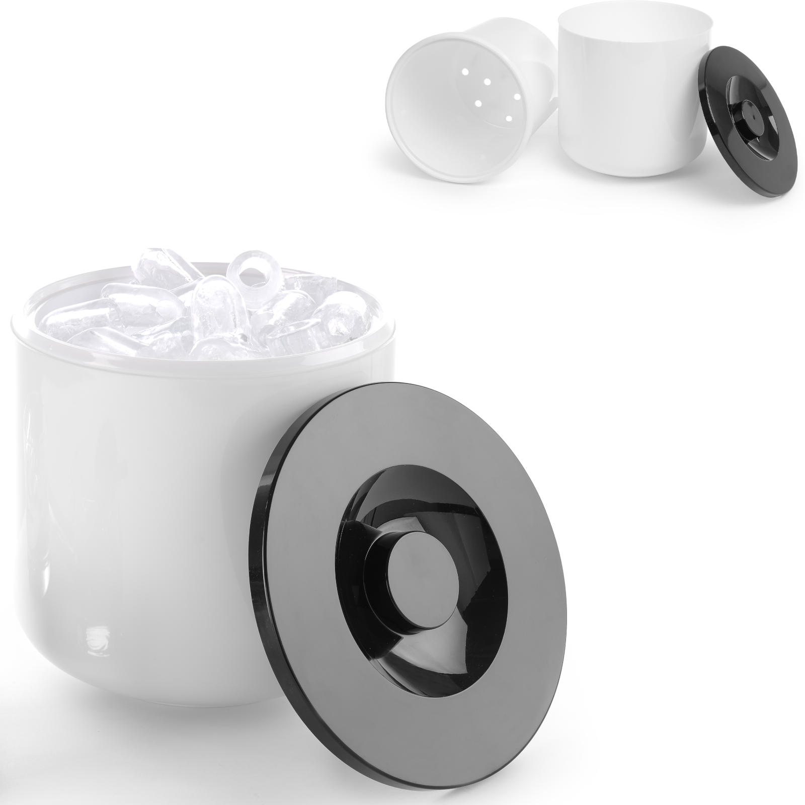 Hendi Pojemnik do lodu na lód biały z czarną pokrywką 5L Pojemnik do lodu na lód biały z czarną pokrywką 5L