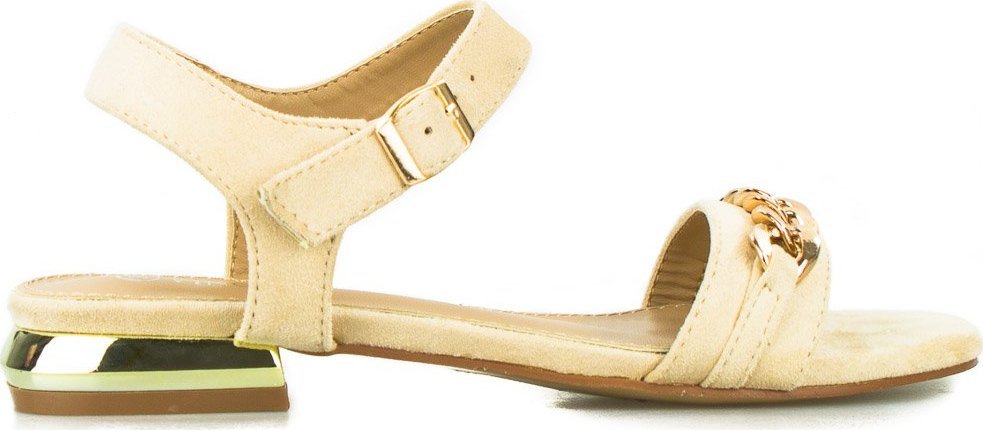 Vinceza Sandały zamszowe ze złotymi elementami beżowe Vinceza-36