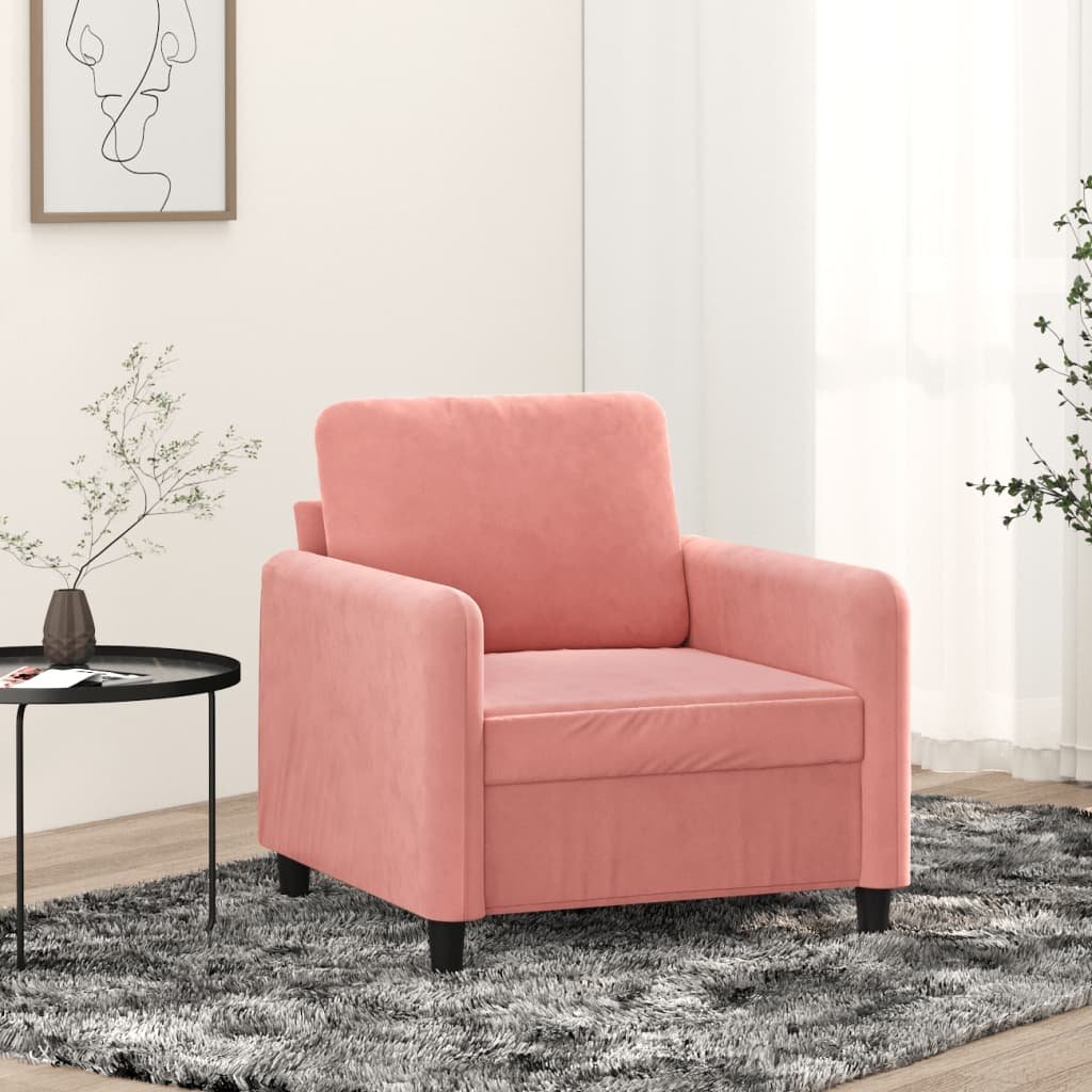 vidaXL vidaXL Fotel, różowy, 60 cm, obity aksamitem