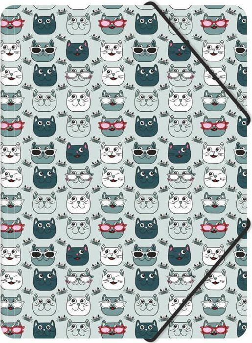 Biurfol Teczka rysunkowa z gumką A4 z folii PP szare koty